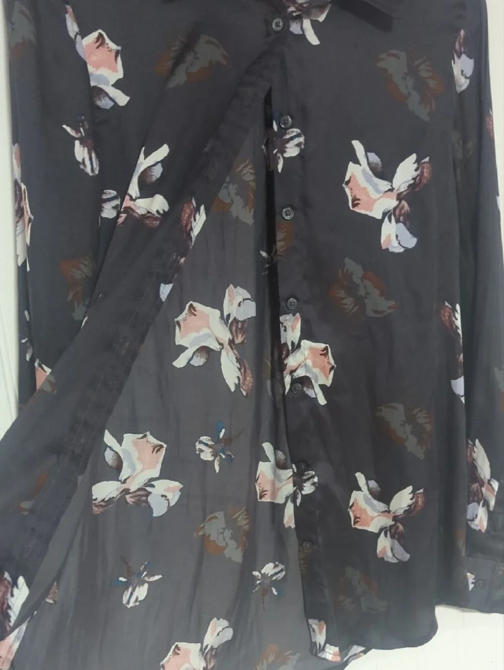 Banana Republic Black Button-Up Shirt with Pink & White Floral Print - Picture 4 of 6